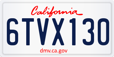 CA license plate 6TVX130