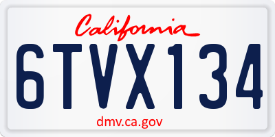 CA license plate 6TVX134