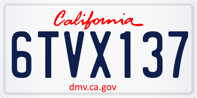 CA license plate 6TVX137