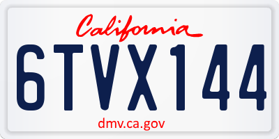 CA license plate 6TVX144