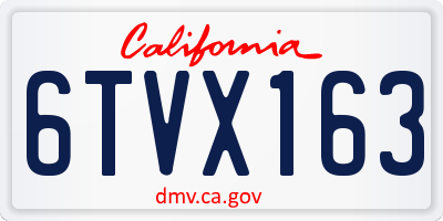 CA license plate 6TVX163