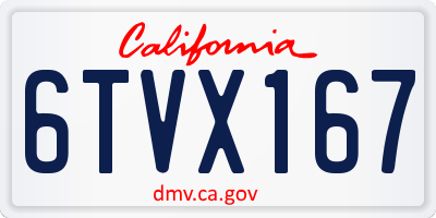 CA license plate 6TVX167