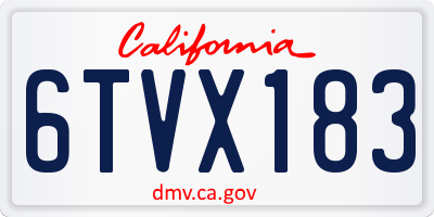 CA license plate 6TVX183