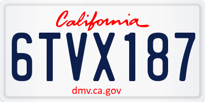 CA license plate 6TVX187