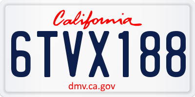 CA license plate 6TVX188