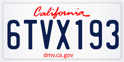 CA license plate 6TVX193