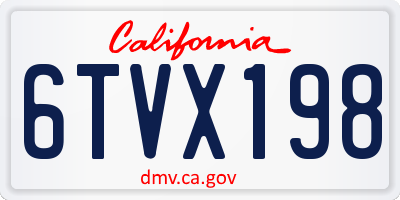 CA license plate 6TVX198