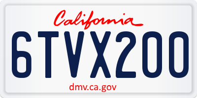 CA license plate 6TVX200