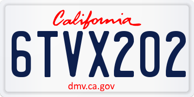 CA license plate 6TVX202