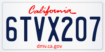 CA license plate 6TVX207