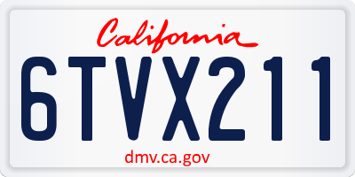 CA license plate 6TVX211