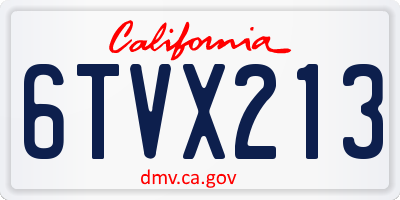 CA license plate 6TVX213