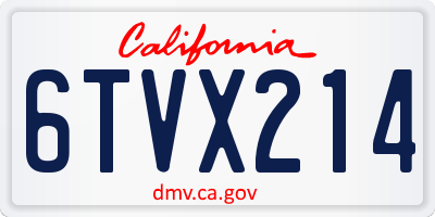 CA license plate 6TVX214