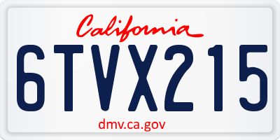 CA license plate 6TVX215