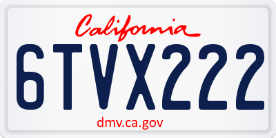 CA license plate 6TVX222