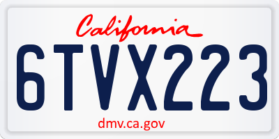 CA license plate 6TVX223
