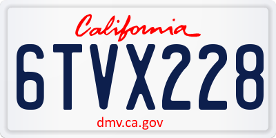 CA license plate 6TVX228