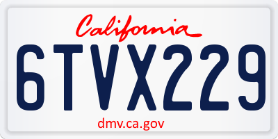 CA license plate 6TVX229