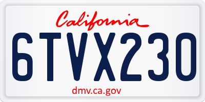 CA license plate 6TVX230
