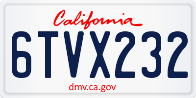 CA license plate 6TVX232