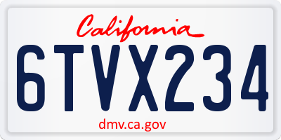CA license plate 6TVX234