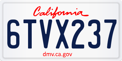 CA license plate 6TVX237