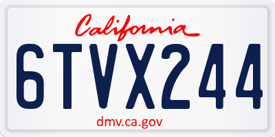 CA license plate 6TVX244