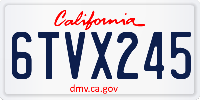 CA license plate 6TVX245