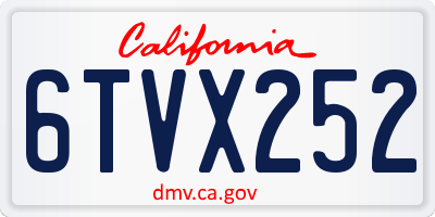 CA license plate 6TVX252
