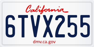 CA license plate 6TVX255