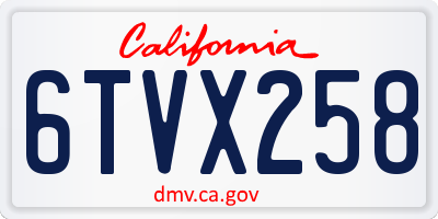 CA license plate 6TVX258