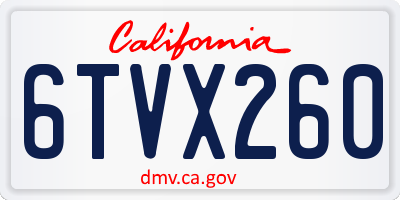 CA license plate 6TVX260