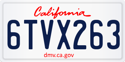 CA license plate 6TVX263