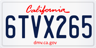 CA license plate 6TVX265