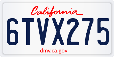 CA license plate 6TVX275