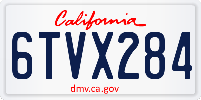 CA license plate 6TVX284