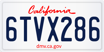 CA license plate 6TVX286