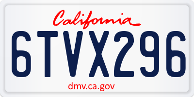 CA license plate 6TVX296