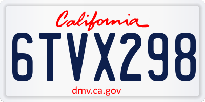 CA license plate 6TVX298