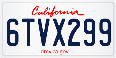 CA license plate 6TVX299