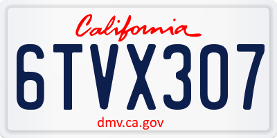 CA license plate 6TVX307
