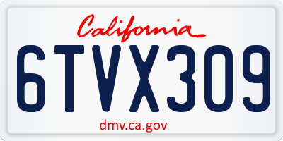 CA license plate 6TVX309