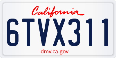 CA license plate 6TVX311