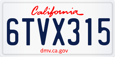 CA license plate 6TVX315