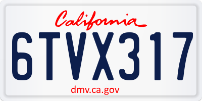 CA license plate 6TVX317