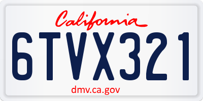 CA license plate 6TVX321