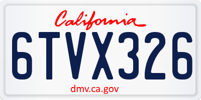CA license plate 6TVX326