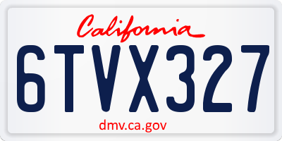CA license plate 6TVX327