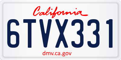 CA license plate 6TVX331