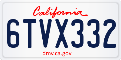 CA license plate 6TVX332